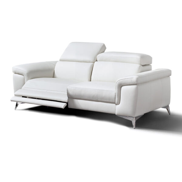 Valentina Italian Leather 2 Seat Sofa With Electric Recliner | White