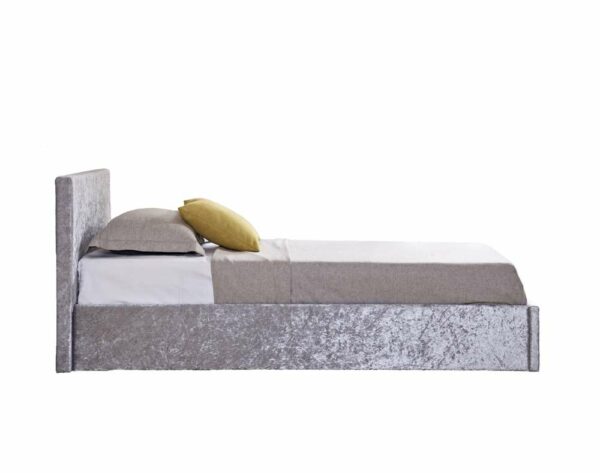 Lucan Single Ottoman Bed | Steel Crushed Velvet Grey