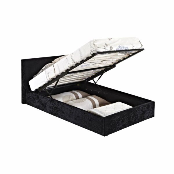 Lucan Double Ottoman Bed | Black Crushed Velvet