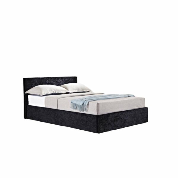 Lucan Double Ottoman Bed | Black Crushed Velvet