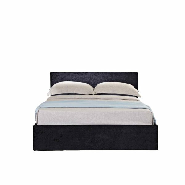 Lucan Double Ottoman Bed | Black Crushed Velvet