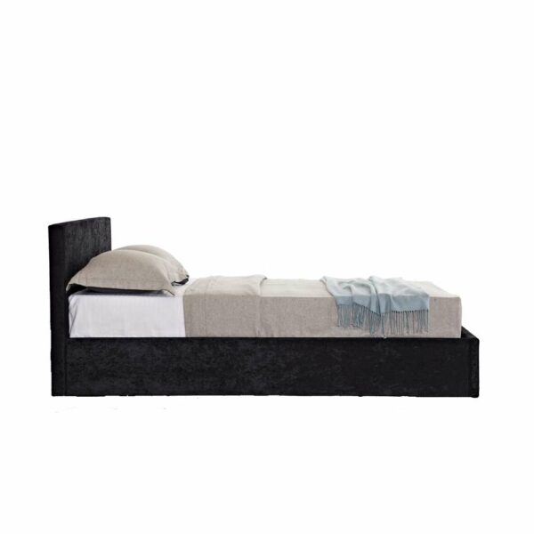 Lucan Double Ottoman Bed | Black Crushed Velvet