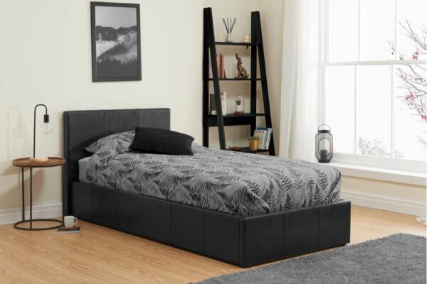 Lucan Single Ottoman Bed | Black