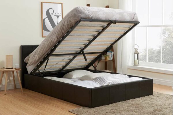 Lucan Small Double Ottoman Bed | Brown