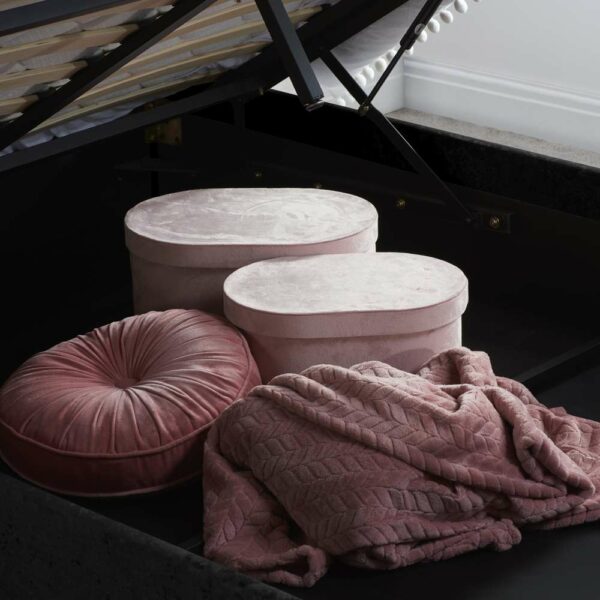 Lucan Double Ottoman Bed | Black Crushed Velvet