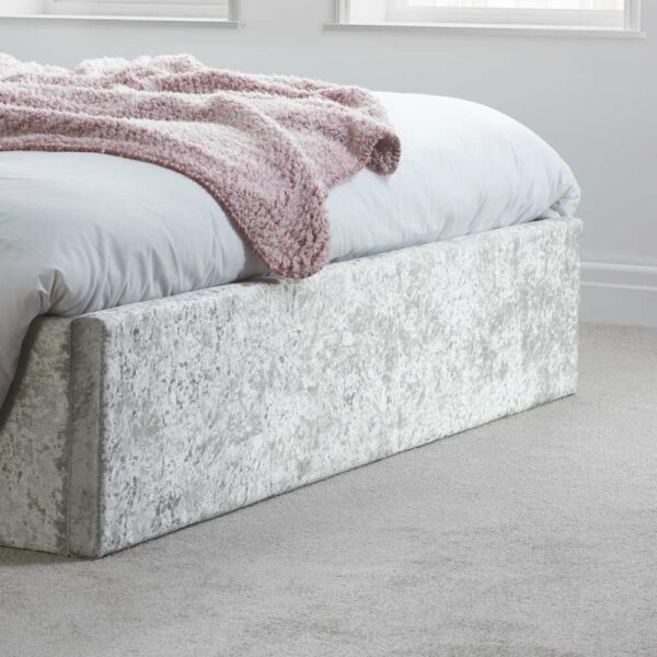 Lucan Double Ottoman Bed | Steel Crushed Velvet Grey