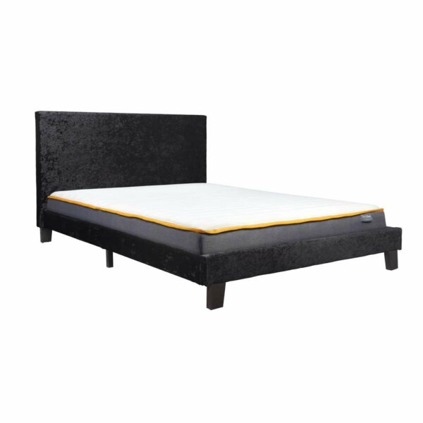 Lucan Double Bed | Black Crushed Velvet