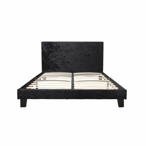 Lucan Double Bed | Black Crushed Velvet