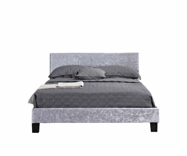 Lucan Small Double Bed | Steel Crushed Velvet Grey