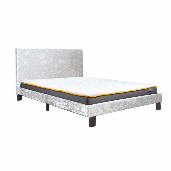 Lucan Double Bed | Steel Crushed Velvet Grey