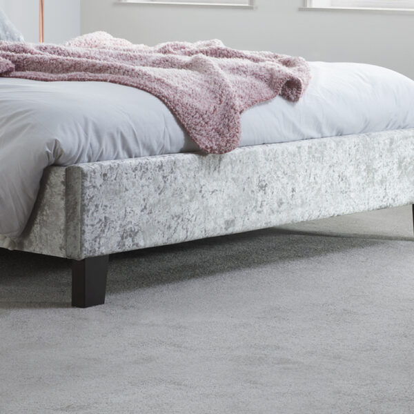Lucan Double Bed | Steel Crushed Velvet Grey