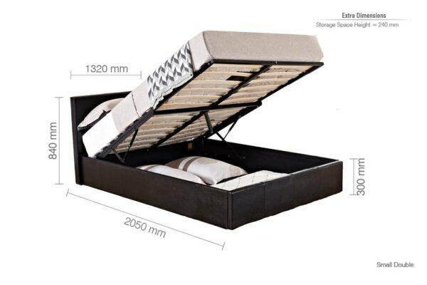 Lucan Small Double Ottoman Bed | Brown