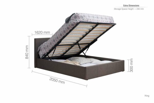 Lucan King Ottoman Bed | Grey