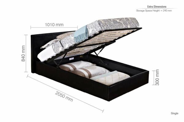 Lucan Single Ottoman Bed | Black