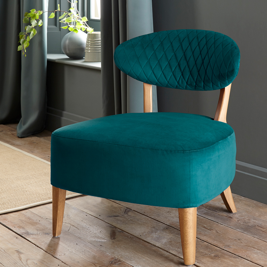 Aprilli Casual Chair Sea Green Velvet Fabric Oak World
