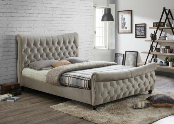Doune Super King Bed | Warm Stone Grey