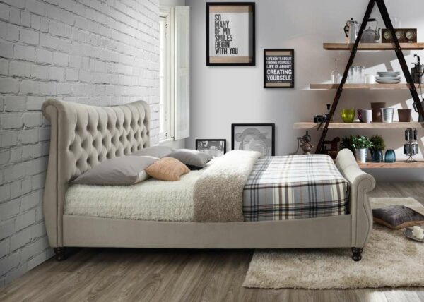 Doune Super King Bed | Warm Stone Grey