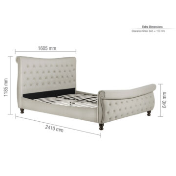 Doune Warm Stone Grey 5′ King Size Bed