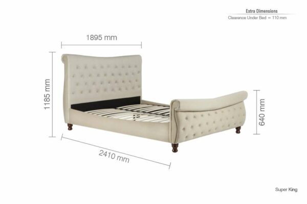 Doune Super King Bed | Warm Stone Grey