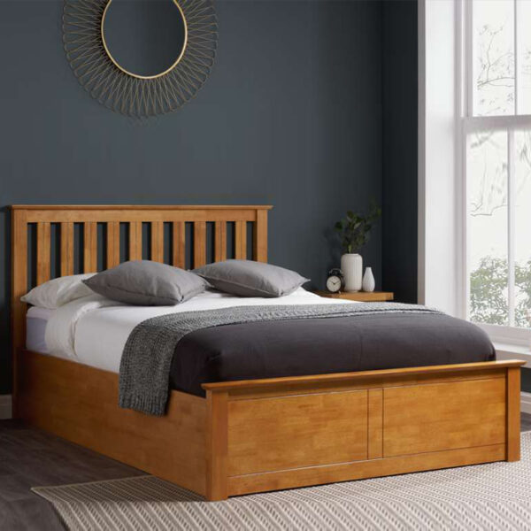 Denbeigh Small Double Ottoman Bed | Oak