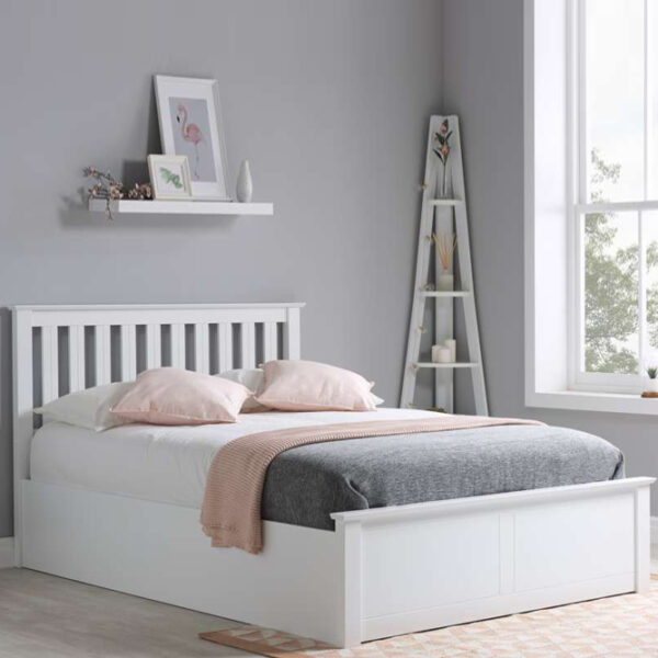 Denbeigh Double Ottoman Bed | White