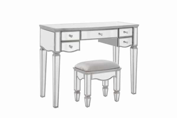 Silver Ayios 5 Drawer Dressing Table | Mirrored
