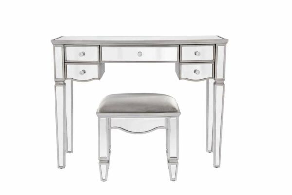 Silver Ayios 5 Drawer Dressing Table | Mirrored