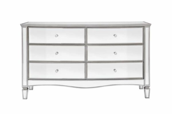 Silver Ayios 6 Drawer Wide Chest | Mirrored