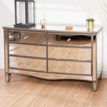 Silver Ayios 6 Drawer Wide Chest | Mirrored