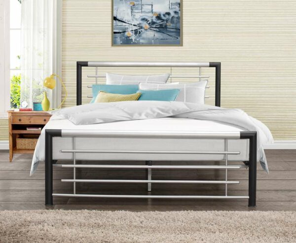 Lerwick Small Double Bed | Silver & Black