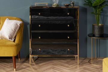 Khobi Black & Gold 4 Drawer Chest