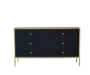 Khobi Black & Gold 6 Drawer Chest
