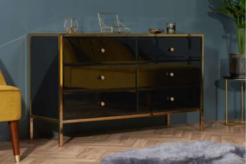 Khobi Black & Gold 6 Drawer Chest