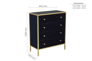 Khobi Black & Gold 4 Drawer Chest