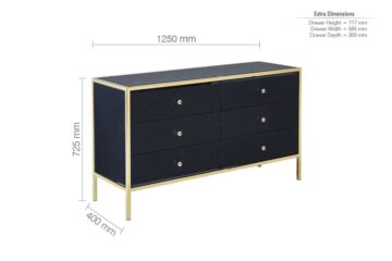 Khobi Black & Gold 6 Drawer Chest