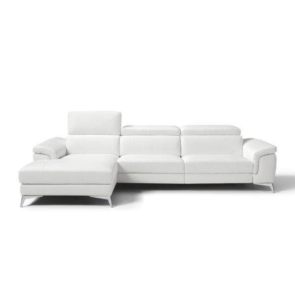 Valentina Italian Leather Left Hand Facing Chaise | White