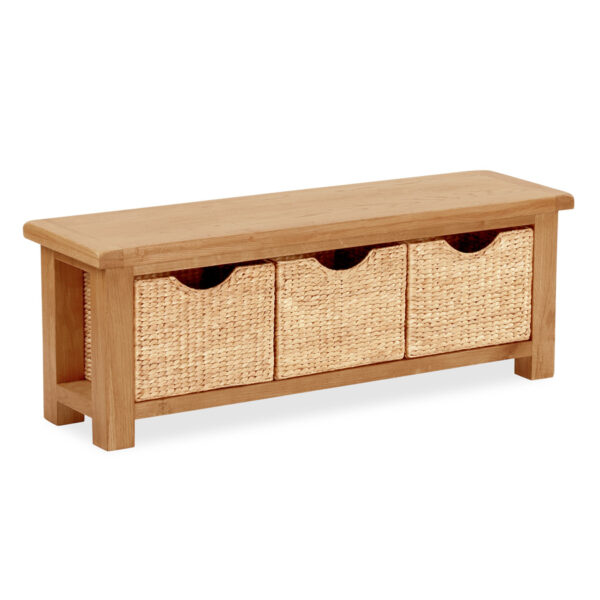 Belmont Bench With 3 Baskets | Oak