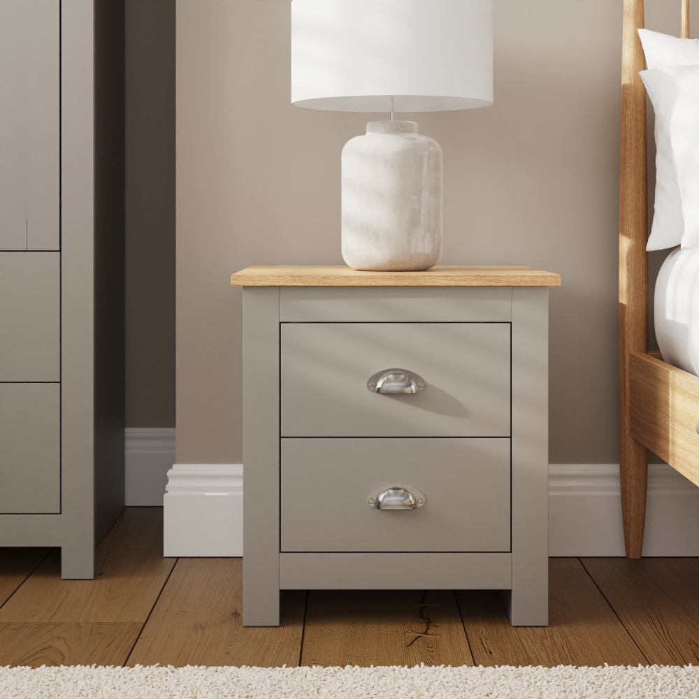 Fife Grey 2 Drawer Bedside Table | Clearance