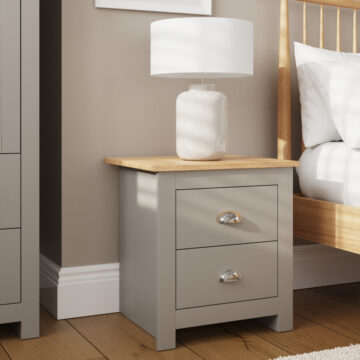 Fife Grey 2 Drawer Bedside Table | Clearance