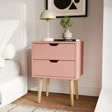 Kathmandu Pink 2 Drawer Bedside Cabinet