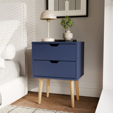 Kathmandu Blue 2 Drawer Bedside Cabinet