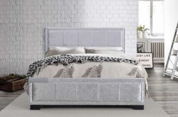 Lenzie Crushed Velvet Grey 4′ Small Double Bed
