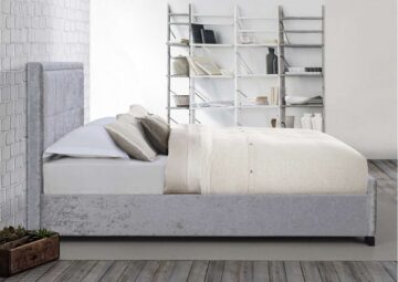 Lenzie Crushed Velvet Grey 4′ Small Double Bed