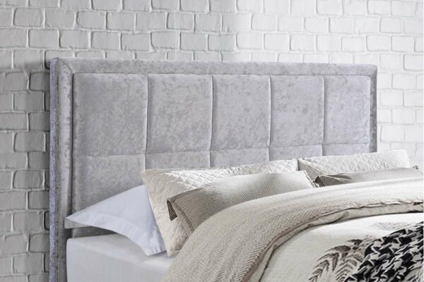 Lenzie King Bed | Steel Crushed Velvet Grey