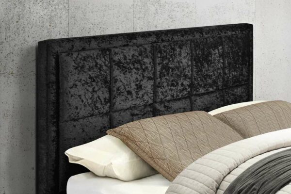 Lenzie Double Ottoman Bed | Black Crushed Velvet