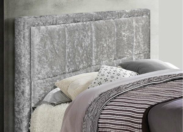 Lenzie Small Double Ottoman Bed | Steel Crushed Velvet Grey
