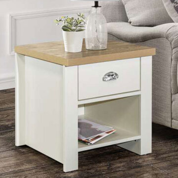 Cullercoats 1 Drawer Lamp Table | Bedside Table | Cream & Oak