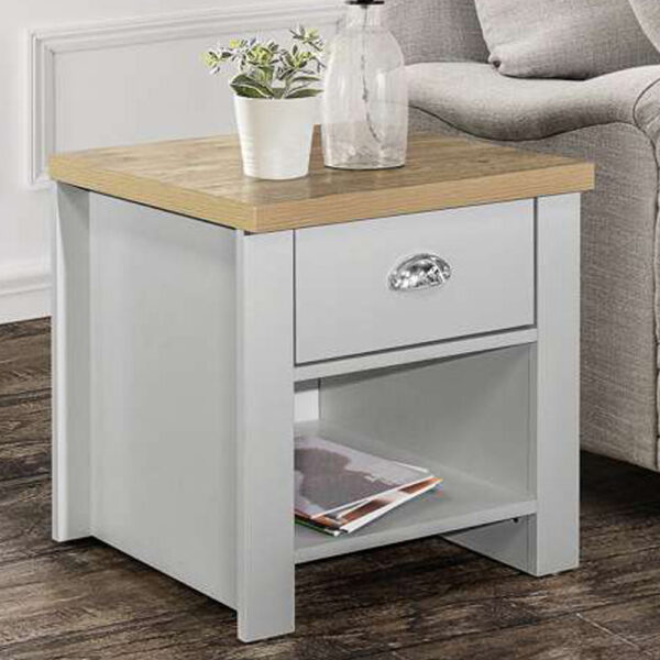 Cullercoats 1 Drawer Lamp Table | Bedside Table | Grey & Oak
