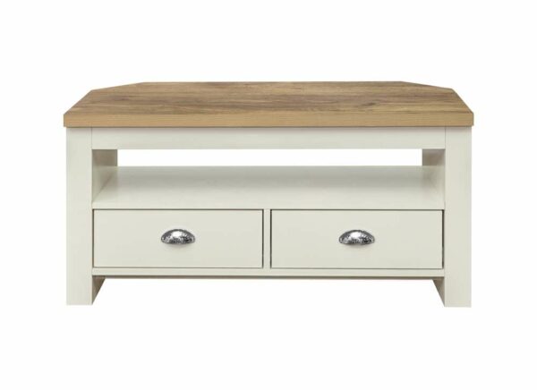 Cullercoats Corner TV Unit | Cream & Oak