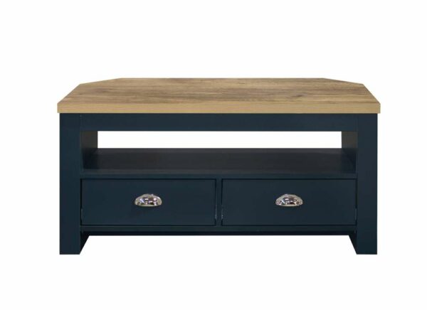 Cullercoats Corner TV Unit | Navy Blue & Oak